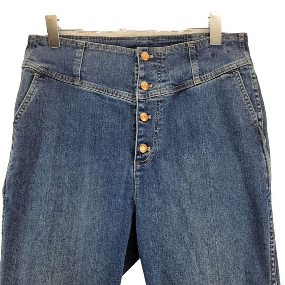 Point Sur Women's High Rise Straight Leg Jeans Size 32 Exposed Button Fly - Picture 2 of 8